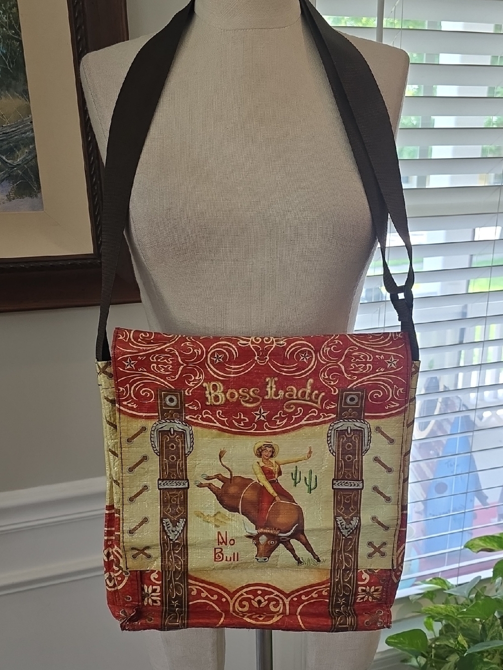 Blue Q Red and Tan 'Boss Lady' Western Crossbody Bag